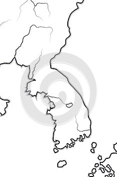 World Map of KOREA: Korea (Goryeo/KoryÃÂ), South Korea (Hanguk/Daehan), North Korea (ChosÃÂn). photo